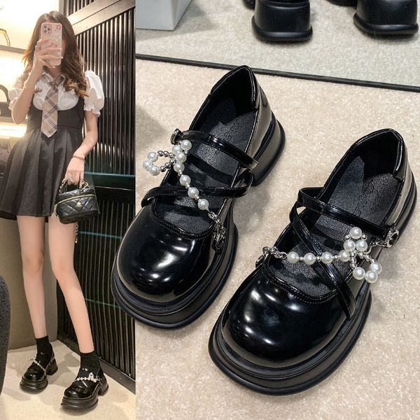 dress shoes thick soled mary jane shoes women college style sweet cool slip-on shoe pearl chain versatile small leather shoes 230801, Black
dress shoes thick soled mary jane shoes women college style sweet cool slip-on shoe pearl chain versatile small leather shoes 230801, Black