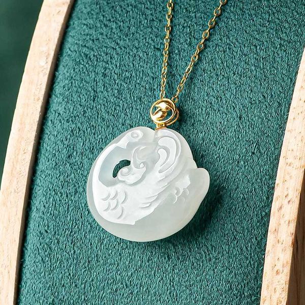 natural n jade the swan pendant18k gold fashion female accessories jewelry appraisal certificate d490, Green;white
natural n jade the swan pendant18k gold fashion female accessories jewelry appraisal certificate d490, Green;white