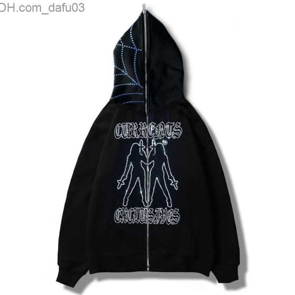 men's hoodies sweatshirts gothic full zipper y2k cobweb men's long sleeve sweatshirt super hip fashion rhinestone women's hoo, Black
men's hoodies sweatshirts gothic full zipper y2k cobweb men's long sleeve sweatshirt super hip fashion rhinestone women's hoo, Black