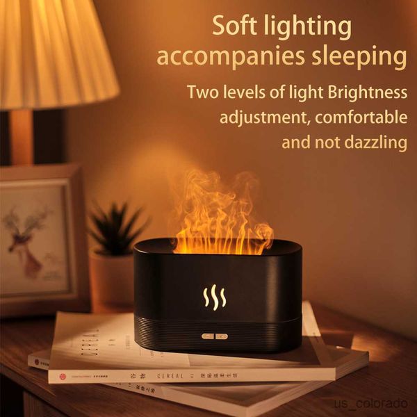 Image of Humidifiers Flame Air Humidifier Fire Ambient Aroma Diffuser with Essential Oil Perfume Freshener for Home Fragrance Smell Mist USB R230802