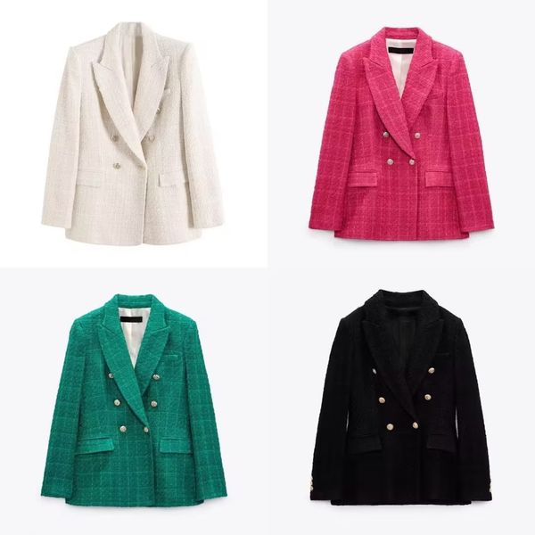 2023 fall new blazer for women double breasted tweed white blazer coat vintage long sleeve flap pockets female outerwear chic vestes, White;black
2023 fall new blazer for women double breasted tweed white blazer coat vintage long sleeve flap pockets female outerwear chic vestes, White;black