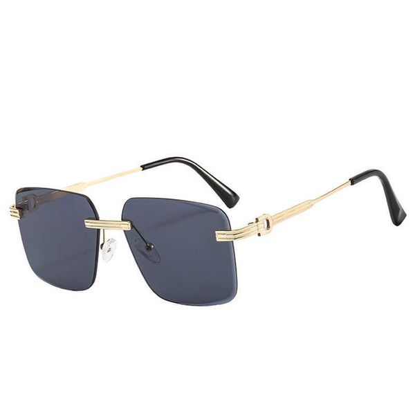 Image of Designer Fashionable Men&#039;s and Women&#039;s Versatile Metal d Family Sunglasses, Personalized Frameless Cut Edge Ocean Lenses, Sunglasses