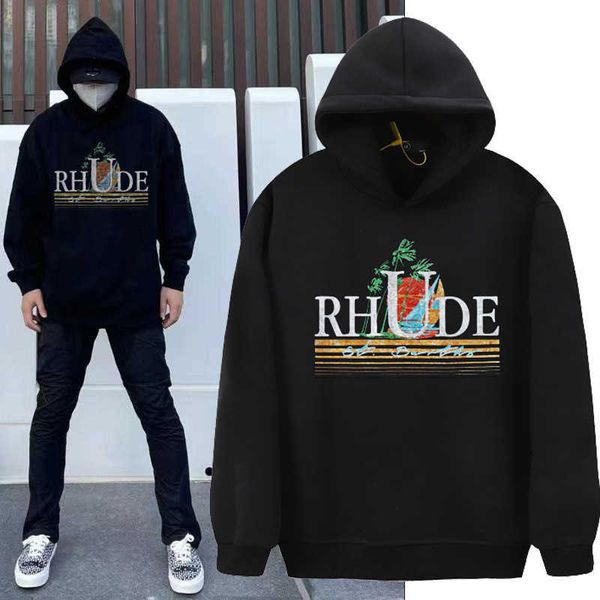 rhode tropics summer print loose teenage couple pullover hooded casual commuter plush sweater, Black
rhode tropics summer print loose teenage couple pullover hooded casual commuter plush sweater, Black