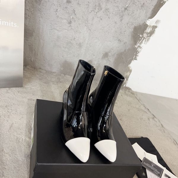 classic color matching medium heel ankle boots personality everything super cool women design fashion trend, Black
classic color matching medium heel ankle boots personality everything super cool women design fashion trend, Black