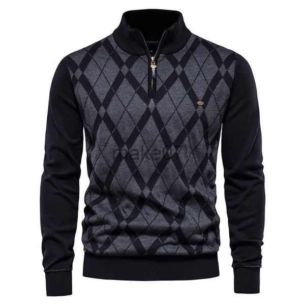 men's sweaters aiopeson argyle men sweaters cotton mock neck zipper patchwork pullover men winter fashion warm sweaters for men j230802, White;black
men's sweaters aiopeson argyle men sweaters cotton mock neck zipper patchwork pullover men winter fashion warm sweaters for men j230802, White;black