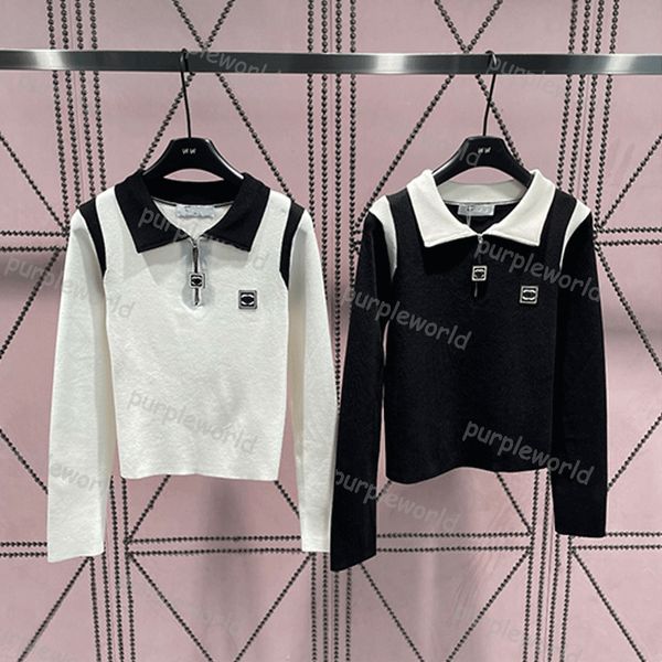 sweater women designer classic collar zip knit pullover embroidered warm long sleeve shirt 2 colors sweatshirt, White
sweater women designer classic collar zip knit pullover embroidered warm long sleeve shirt 2 colors sweatshirt, White