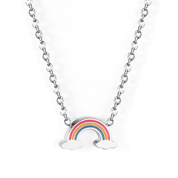 trendy cute rainbow pendant necklace for women couple gold color stainless steel pride party jewelry gifts, Silver
trendy cute rainbow pendant necklace for women couple gold color stainless steel pride party jewelry gifts, Silver
