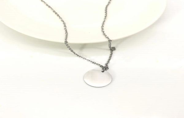 round necklace female stainless steel couple chain pendant jewelry on the neck gift for girlfriend accessories whole4574426, Silver