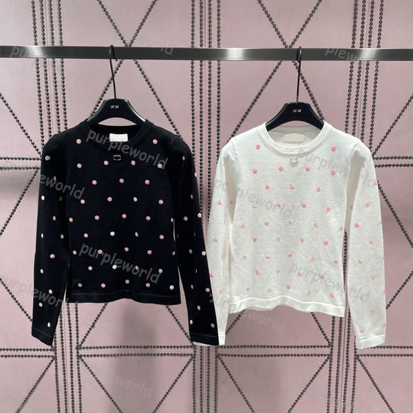 designer knitwear womens sweater pullover polka dot printed sweater knitwear classic autumn winter warm jumper, White
designer knitwear womens sweater pullover polka dot printed sweater knitwear classic autumn winter warm jumper, White