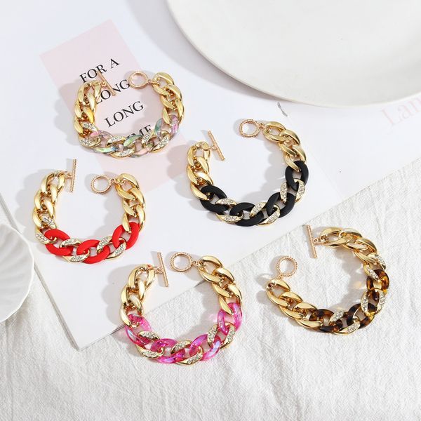 charm bracelets korean candy colors acrylic zircon chain bracelet black white leopard resin fashion brand women jewelry party gift boho 2308, Golden;silver
charm bracelets korean candy colors acrylic zircon chain bracelet black white leopard resin fashion brand women jewelry party gift boho 2308, Golden;silver