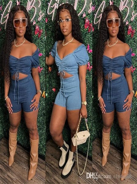 2022 summer womens jumpsuits designer off shoulder drawstring rompers elastic washing denim bodysuit6385789, Black;white
2022 summer womens jumpsuits designer off shoulder drawstring rompers elastic washing denim bodysuit6385789, Black;white