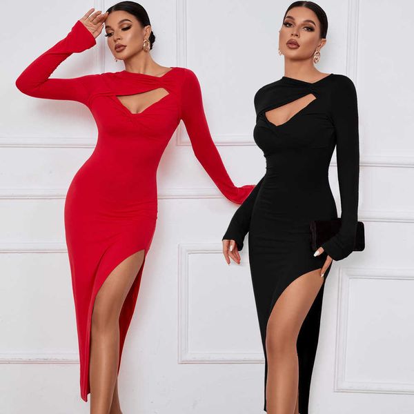 2023 women's long dress slim fit wrap hip tight skirt split long sleeve dress, White
2023 women's long dress slim fit wrap hip tight skirt split long sleeve dress, White