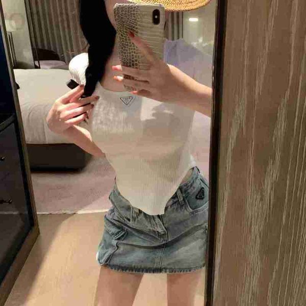 women's blouses & shirts designer p family 23 spring/summer new irregular square neck triangle decoration small design knitted fashion, White
women's blouses & shirts designer p family 23 spring/summer new irregular square neck triangle decoration small design knitted fashion, White