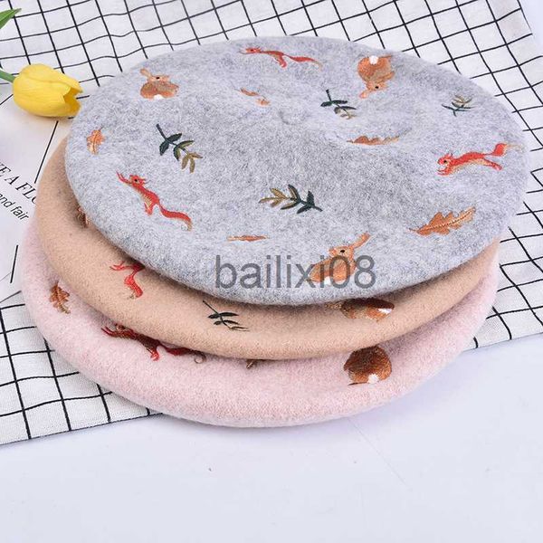 stingy brim hats autumn and winter new rabbit squirrel leaves embroidered wool beret artist hat wool hat j230802, Blue;gray
stingy brim hats autumn and winter new rabbit squirrel leaves embroidered wool beret artist hat wool hat j230802, Blue;gray