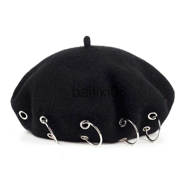 stingy brim hats 2017 winter hats new harajuku berets darkness gilr punk rock style iron rings beret cap 17th-century blk woolen painter cap, Blue;gray
stingy brim hats 2017 winter hats new harajuku berets darkness gilr punk rock style iron rings beret cap 17th-century blk woolen painter cap, Blue;gray