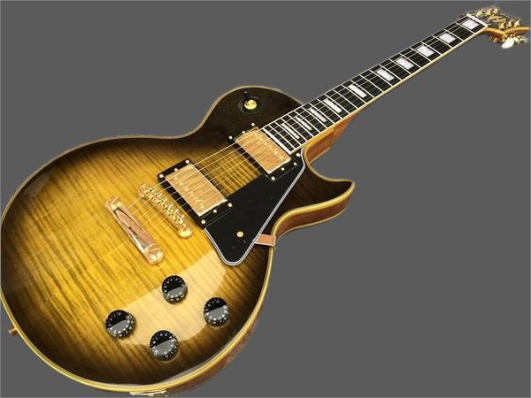 oem electric guitar, flame maple yellow binding, pink wood fingerboard, custom accepted
oem electric guitar, flame maple yellow binding, pink wood fingerboard, custom accepted