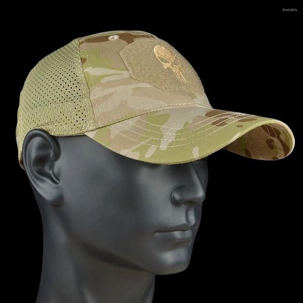 Image of Cycling Caps Summer Unisex Camouflage Mesh Cap Visor Fashion Tactical Baseball Outdoor Lightweight Causal Adjustable Men&#039;s Hat