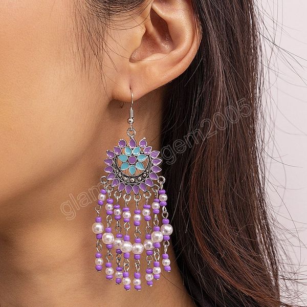 bohemian ethnic long rice bead pearl tassel earrings for women retro elegant enamel flower handmade dangle earrings jewelry gift, Silver
bohemian ethnic long rice bead pearl tassel earrings for women retro elegant enamel flower handmade dangle earrings jewelry gift, Silver