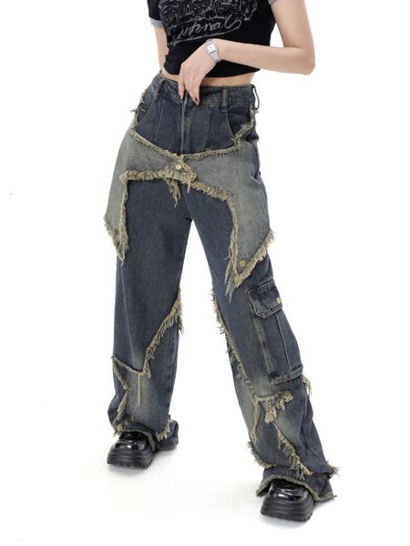women's jeans women star stitching tassel pants american retro high street jeans loose wide leg trendy punk y2k 230803, Blue
women's jeans women star stitching tassel pants american retro high street jeans loose wide leg trendy punk y2k 230803, Blue