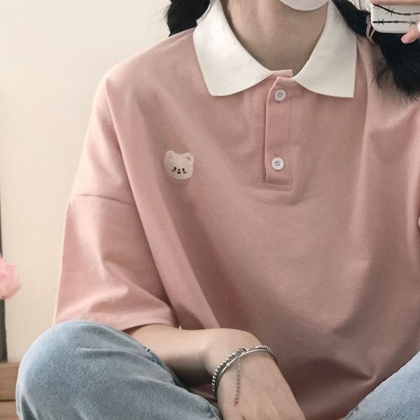women's t-shirt deeptown kawaii bear pink tshirts women japanese style cute sweet polo collar blue t shirts female preppy fashion soft, White
women's t-shirt deeptown kawaii bear pink tshirts women japanese style cute sweet polo collar blue t shirts female preppy fashion soft, White