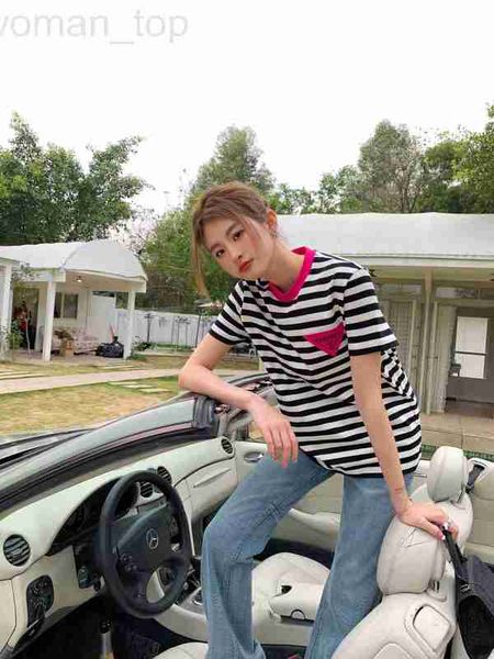 women's t-shirt designer p family 23 summer new fashion classic triangle contrast stripe versatile loose short sleeve iy98, White
women's t-shirt designer p family 23 summer new fashion classic triangle contrast stripe versatile loose short sleeve iy98, White