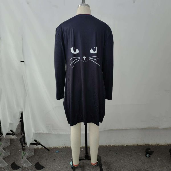 autumn pure color sweater round necklace long sleeve pocket womens cute cat print dress, Black;gray
autumn pure color sweater round necklace long sleeve pocket womens cute cat print dress, Black;gray