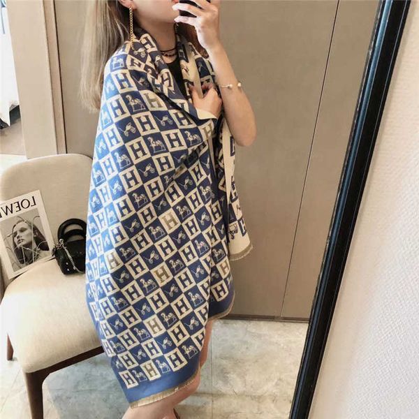 classic scarf new h cashmere scarf women's winter warm long thickened carriage shawl zo5h 6fpz, Blue;gray
classic scarf new h cashmere scarf women's winter warm long thickened carriage shawl zo5h 6fpz, Blue;gray