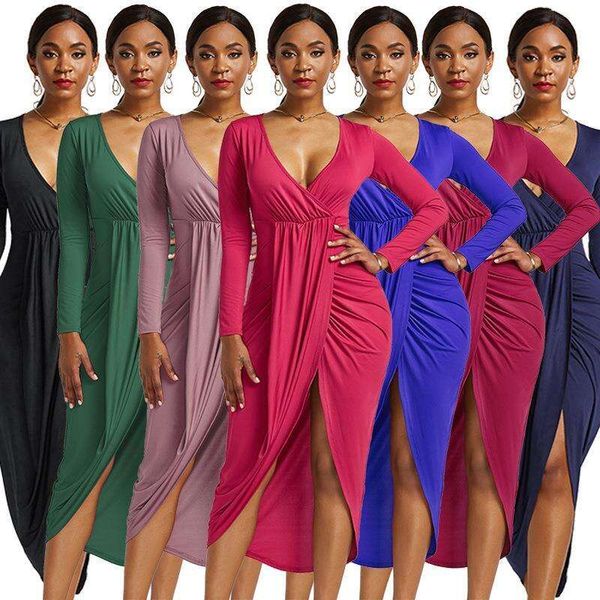 autumn and winter womens clothing pure color tight fitting long sleeved v neck dress, Black;gray
autumn and winter womens clothing pure color tight fitting long sleeved v neck dress, Black;gray