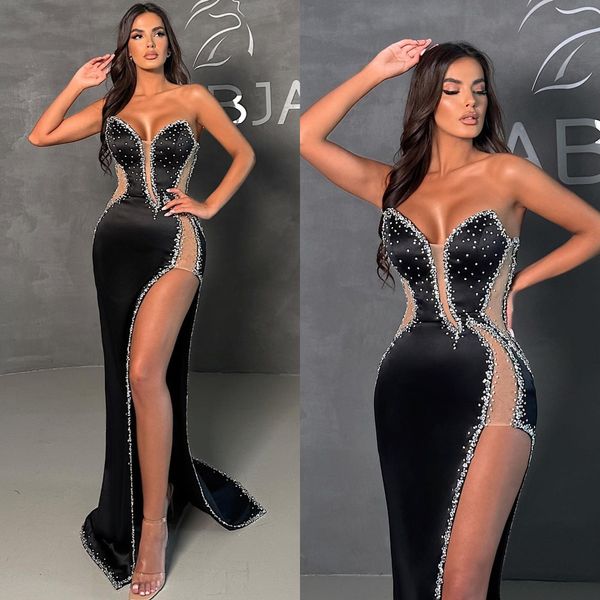 elegant black beads mermaid evening dresses v neck illusion split formal party prom dress red carpet long dresses for special occasion, Black;red
elegant black beads mermaid evening dresses v neck illusion split formal party prom dress red carpet long dresses for special occasion, Black;red