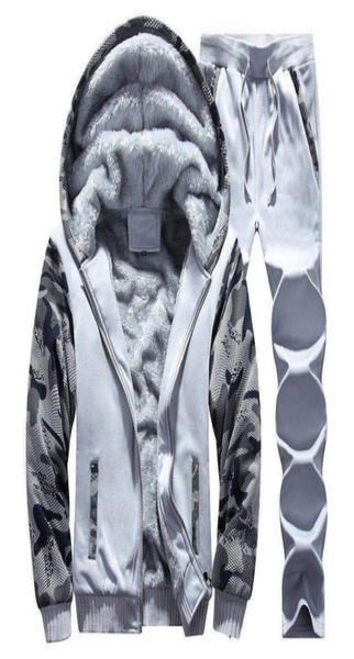 winter warm thick 2pcs sweatsuit mens tracksuit hoodie jackets pants mens clothing sweatshirt women casual tennis sporting suit s9150462, Gray