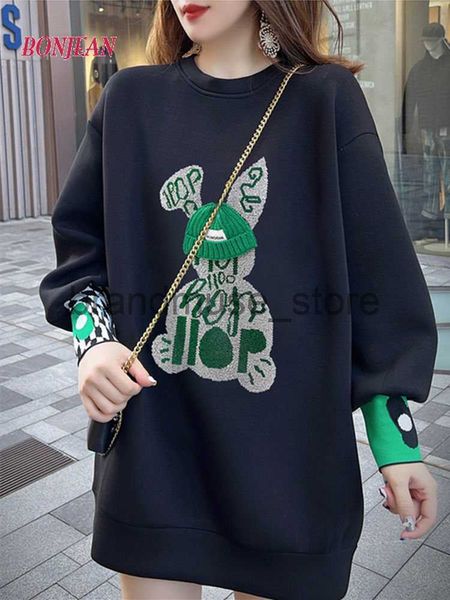 women's hoodies sweatshirts 2023 beaded embroidered sweater fat sister oversized 150kg spring and autumn covered belly and buttocks swe, Black
women's hoodies sweatshirts 2023 beaded embroidered sweater fat sister oversized 150kg spring and autumn covered belly and buttocks swe, Black