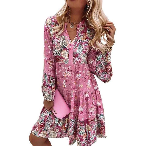 autumn womens v neck floral print short dress nine point sleeves layered mini, Black;gray
autumn womens v neck floral print short dress nine point sleeves layered mini, Black;gray
