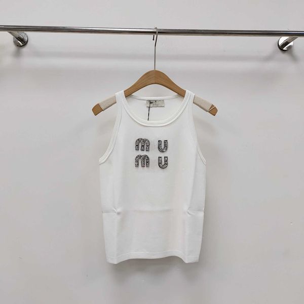 women's 23ss correct edition~miu women's rhinestone tank summer new sweet knitted top, White;black
women's 23ss correct edition~miu women's rhinestone tank summer new sweet knitted top, White;black