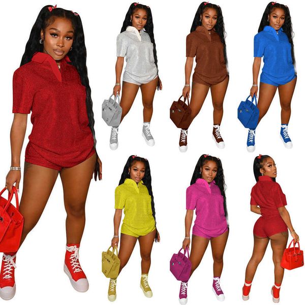 designer womens clothes tracksuits fashion bronzing fabric short sleeve and shorts 2pcs set summer outfits sportswear, Gray
designer womens clothes tracksuits fashion bronzing fabric short sleeve and shorts 2pcs set summer outfits sportswear, Gray