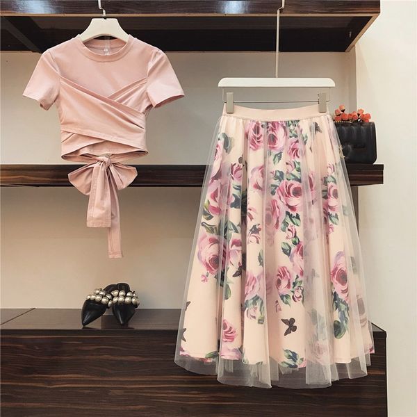 two piece dress women flower pring mesh skirt and cotton irregular tshirt casual 2 piece set bowknot pink crop floral midclf skirt sets 230, White
two piece dress women flower pring mesh skirt and cotton irregular tshirt casual 2 piece set bowknot pink crop floral midclf skirt sets 230, White