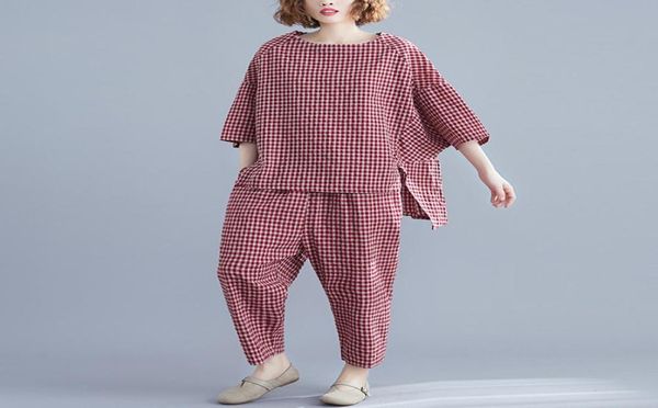 johnature 2019 summer 2 piece set women simple comfortable loose cotton and linen plaid oneck elastic waist pant women set6365782, White
johnature 2019 summer 2 piece set women simple comfortable loose cotton and linen plaid oneck elastic waist pant women set6365782, White
