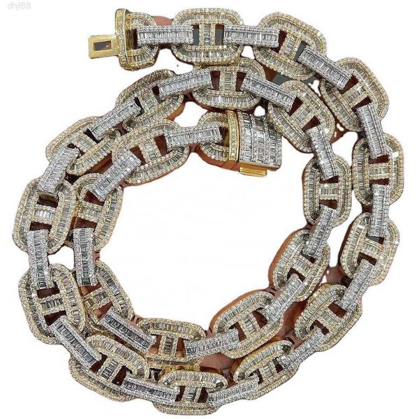 hip hop rapper cuban chain 22mm two tone baguette moissanites ice out men cuban link chain necklace, Silver
hip hop rapper cuban chain 22mm two tone baguette moissanites ice out men cuban link chain necklace, Silver