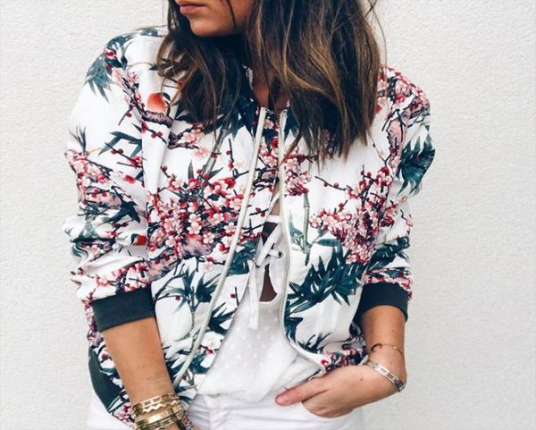 women floral printing round neck jacket zipper long sleeve loose fashion autumn coat jaqueta feminina ey7270447, Black;brown
women floral printing round neck jacket zipper long sleeve loose fashion autumn coat jaqueta feminina ey7270447, Black;brown
