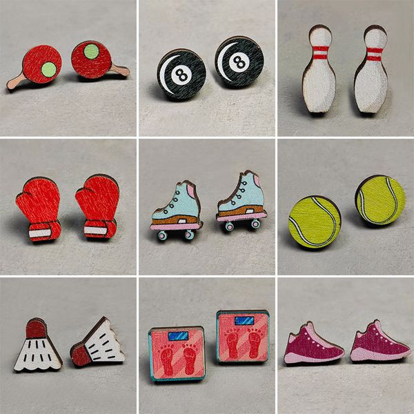 wooden ear studs creative badminton running shoes sports earrings women's fashion accessories, Golden;silver
wooden ear studs creative badminton running shoes sports earrings women's fashion accessories, Golden;silver