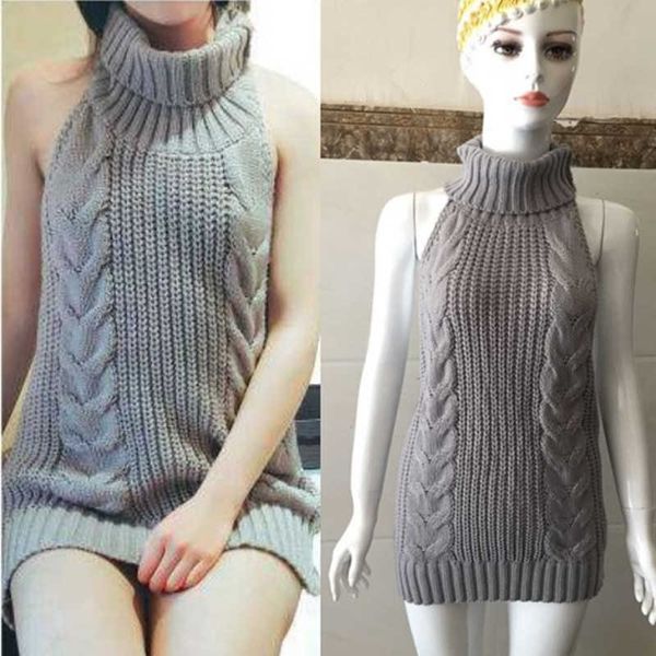 women's knitwear spring new mid length open back sleeveless lace up woolen dress seven three, White;black
women's knitwear spring new mid length open back sleeveless lace up woolen dress seven three, White;black