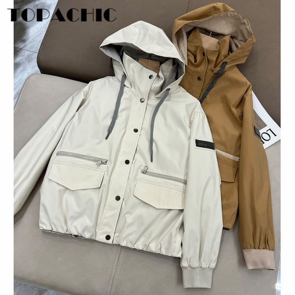 women's jackets 75 fashion beading chain decoration fake two piece hooded covered button zipper jacket women 230802, Black;brown
women's jackets 75 fashion beading chain decoration fake two piece hooded covered button zipper jacket women 230802, Black;brown