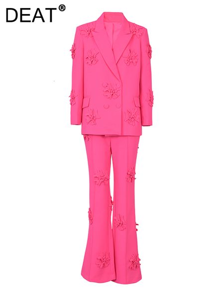 women's two piece pants deat fashion women's threedimensional decoration blazer high waist straight solid pink pant sets spring 19, White
women's two piece pants deat fashion women's threedimensional decoration blazer high waist straight solid pink pant sets spring 19, White