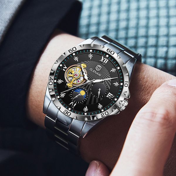 wristwatches glenaw mechanical watches nine oclock direction design waterproof stainless steel strap watch for man calendar 230802, Slivery;brown
wristwatches glenaw mechanical watches nine oclock direction design waterproof stainless steel strap watch for man calendar 230802, Slivery;brown