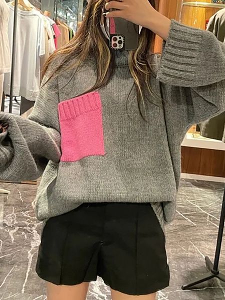 women's sweaters rowling mirror large pocket patchwork turtleneck pullover sweater woman warm long sleeve casual elegant female 230803, White;black
women's sweaters rowling mirror large pocket patchwork turtleneck pullover sweater woman warm long sleeve casual elegant female 230803, White;black