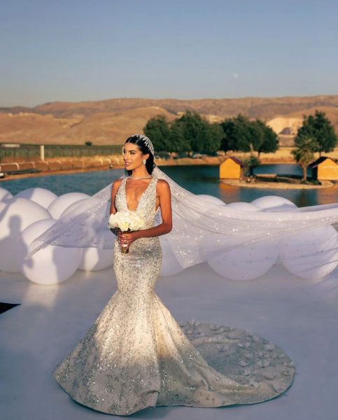 luxury mermaid wedding dresses sleeveless v neck straps beaded sequins appliques 3d lace diamond lace-up plus size bridal gowns dresses vest, White
luxury mermaid wedding dresses sleeveless v neck straps beaded sequins appliques 3d lace diamond lace-up plus size bridal gowns dresses vest, White