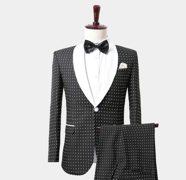 fashion gentleman black white polka dot tuxedo suit with shawl lapel mens suits custom made wedding tuxedos jacket pants vest sl7258590, Black;gray
fashion gentleman black white polka dot tuxedo suit with shawl lapel mens suits custom made wedding tuxedos jacket pants vest sl7258590, Black;gray