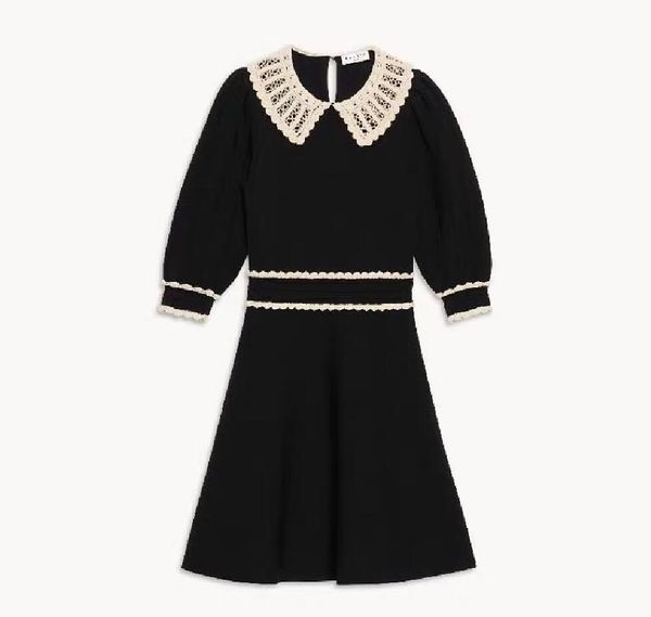 23sfnew sandr o lace doll neck dress women's bubble sleeve hepburn style little black dress, Black;gray
23sfnew sandr o lace doll neck dress women's bubble sleeve hepburn style little black dress, Black;gray