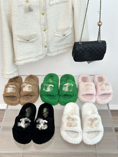 platform flats designer shoes winter indoor fur slippers house shearling wool c interlocking buckle full furry soft fluffy plush heel non sl, Black
platform flats designer shoes winter indoor fur slippers house shearling wool c interlocking buckle full furry soft fluffy plush heel non sl, Black