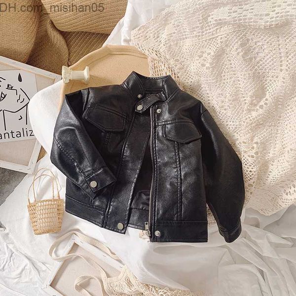 down coat baby girls leather jacket autumn new children's stand-up collar motorcycle clothing for kids black outwear coat 1-7y 201126 z, Blue;gray 
down coat baby girls leather jacket autumn new children's stand-up collar motorcycle clothing for kids black outwear coat 1-7y 201126 z, Blue;gray