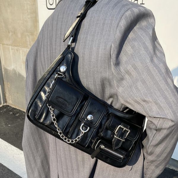 evening bags y2k cool girls fashion shoulder bags black gothic women's pocket zipper handbags retro motor design female chain underarm
evening bags y2k cool girls fashion shoulder bags black gothic women's pocket zipper handbags retro motor design female chain underarm